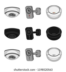 Vector illustration of cctv and camera logo. Collection of cctv and system vector icon for stock.
