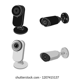 Vector illustration of cctv and camera logo. Collection of cctv and system stock symbol for web.