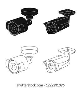 Vector illustration of cctv and camera logo. Collection of cctv and system stock symbol for web.