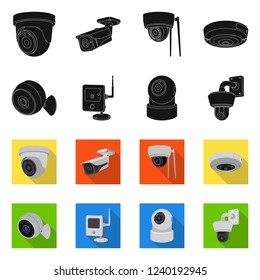 Vector illustration of cctv and camera logo. Collection of cctv and system vector icon for stock.