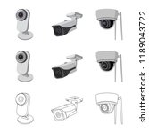 Vector illustration of cctv and camera sign. Set of cctv and system stock vector illustration.