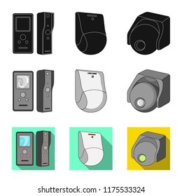 Vector illustration of cctv and camera sign. Collection of cctv and system stock symbol for web.