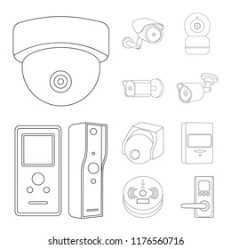 Vector illustration of cctv and camera sign. Collection of cctv and system vector icon for stock.