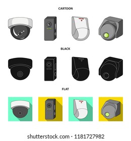 Vector illustration of cctv and camera sign. Set of cctv and system stock vector illustration.