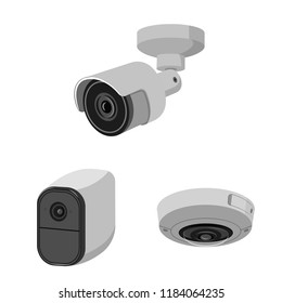 Vector illustration of cctv and camera sign. Set of cctv and system vector icon for stock.