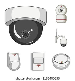 Vector illustration of cctv and camera sign. Collection of cctv and system stock vector illustration.