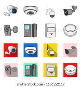 Vector illustration of cctv and camera sign. Set of cctv and system stock vector illustration.