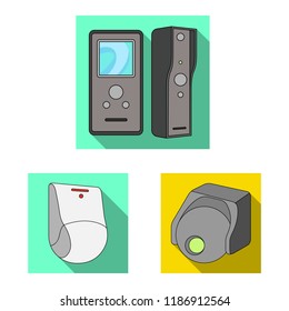 Vector illustration of cctv and camera sign. Collection of cctv and system vector icon for stock.