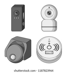 Vector illustration of cctv and camera sign. Collection of cctv and system stock symbol for web.
