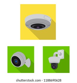 Vector illustration of cctv and camera sign. Collection of cctv and system stock symbol for web.
