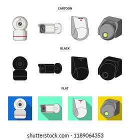 Vector illustration of cctv and camera sign. Collection of cctv and system stock symbol for web.