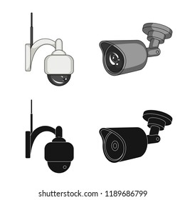 Vector illustration of cctv and camera sign. Set of cctv and system vector icon for stock.