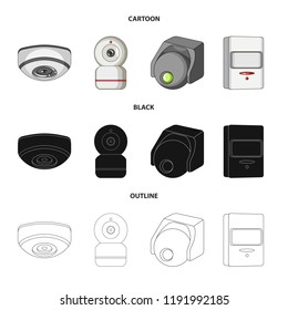 Vector illustration of cctv and camera sign. Set of cctv and system vector icon for stock.