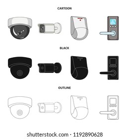 Vector illustration of cctv and camera sign. Set of cctv and system vector icon for stock.