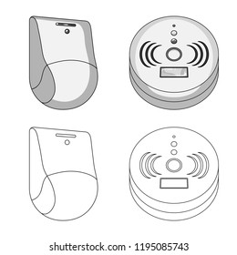 Vector illustration of cctv and camera sign. Set of cctv and system vector icon for stock.