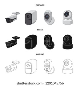 Vector illustration of cctv and camera sign. Set of cctv and system stock vector illustration.