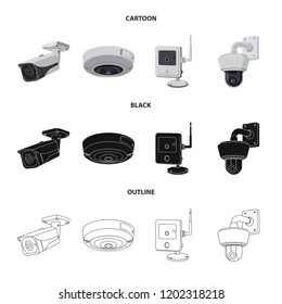 Vector illustration of cctv and camera sign. Set of cctv and system stock vector illustration.