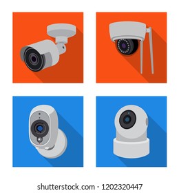 Vector illustration of cctv and camera sign. Set of cctv and system stock symbol for web.