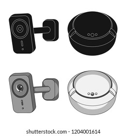 Vector illustration of cctv and camera sign. Collection of cctv and system stock symbol for web.