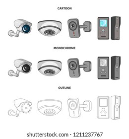Vector illustration of cctv and camera sign. Collection of cctv and system vector icon for stock.