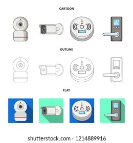 Vector illustration of cctv and camera sign. Collection of cctv and system vector icon for stock.
