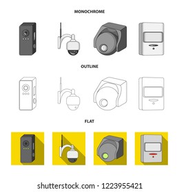 Vector illustration of cctv and camera sign. Collection of cctv and system vector icon for stock.