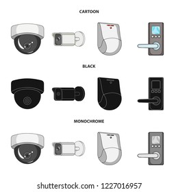 Vector illustration of cctv and camera sign. Collection of cctv and system vector icon for stock.