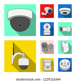 Vector illustration of cctv and camera sign. Collection of cctv and system vector icon for stock.