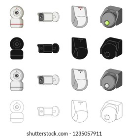 Vector illustration of cctv and camera sign. Collection of cctv and system stock vector illustration.