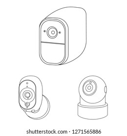 Vector illustration of cctv and camera sign. Set of cctv and system vector icon for stock.