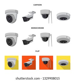 Vector illustration of cctv and camera sign. Collection of cctv and system stock symbol for web.