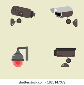 Vector illustration of cctv and camera sign. Collection of cctv and system 