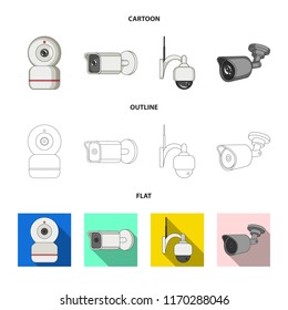 Vector illustration of cctv and camera symbol. Set of cctv and system stock symbol for web.