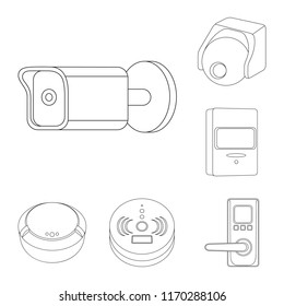 Vector illustration of cctv and camera symbol. Collection of cctv and system stock symbol for web.
