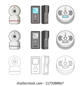 Vector illustration of cctv and camera symbol. Set of cctv and system stock symbol for web.