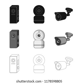 Vector illustration of cctv and camera symbol. Collection of cctv and system stock vector illustration.