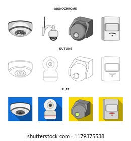 Vector illustration of cctv and camera symbol. Set of cctv and system stock vector illustration.