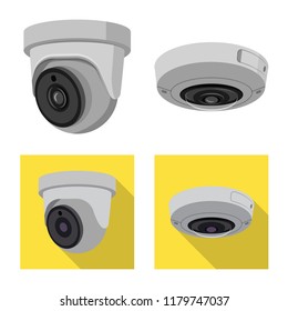 Vector illustration of cctv and camera symbol. Collection of cctv and system stock vector illustration.