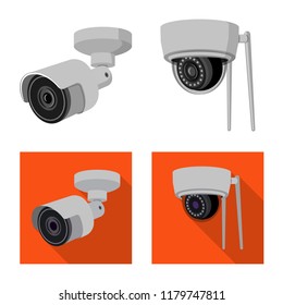 Vector illustration of cctv and camera symbol. Collection of cctv and system vector icon for stock.