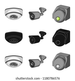 Vector illustration of cctv and camera symbol. Collection of cctv and system stock vector illustration.