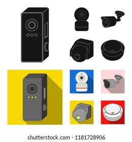 Vector illustration of cctv and camera symbol. Set of cctv and system vector icon for stock.