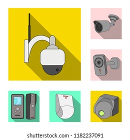 Vector illustration of cctv and camera symbol. Collection of cctv and system vector icon for stock.