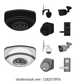 Vector illustration of cctv and camera symbol. Collection of cctv and system stock symbol for web.