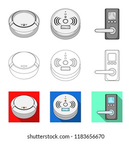 Vector illustration of cctv and camera symbol. Collection of cctv and system stock symbol for web.
