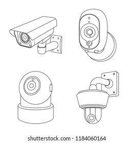 Vector illustration of cctv and camera symbol. Set of cctv and system vector icon for stock.