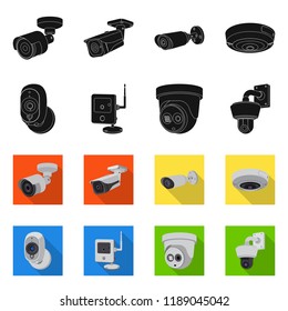 Vector illustration of cctv and camera symbol. Collection of cctv and system stock symbol for web.