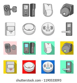 Vector illustration of cctv and camera symbol. Collection of cctv and system stock vector illustration.