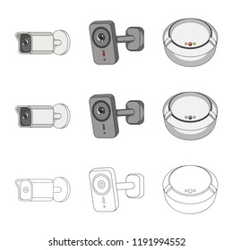 Vector illustration of cctv and camera symbol. Set of cctv and system stock vector illustration.