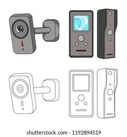 Vector illustration of cctv and camera symbol. Set of cctv and system vector icon for stock.
