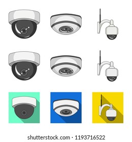 Vector illustration of cctv and camera symbol. Set of cctv and system stock symbol for web.